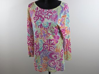 Pretty Colorful Lauren Top In 100% Silk