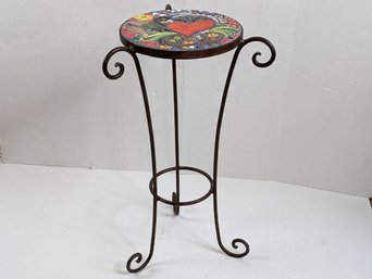 Iron And Glass Mosaic Side Table