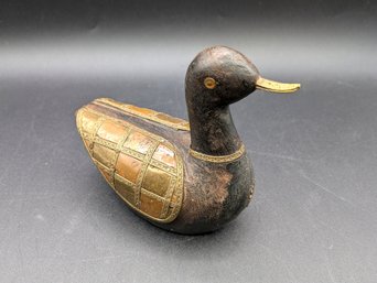 Vintage Belgian Handmade Wood & Metal Duck