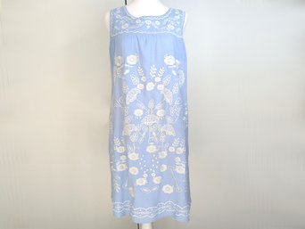 Feel Like Summer In This Beautiful Blue Dress With White Embroidery