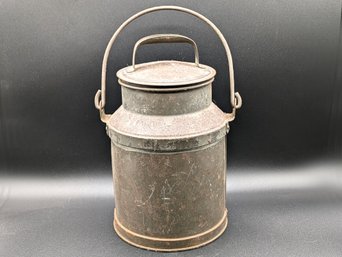 Antique Metal Cream/Milk Can With Lid And Handle