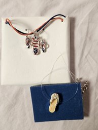 Avon Jewelry Flip Flop Collection - Patriotic Flip Flop Set And Flip Flop Pendant Necklace, NIB