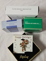5 Pieces Of Mostly (all But One Piece)  Avon Christmas Jewelry, NIB