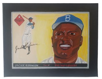 Original Painting On Canvas 1955 Topps Jackie Robinson