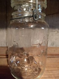 Eleven Vintage 1 Quart Glass Canning Jars With Glass Lids
