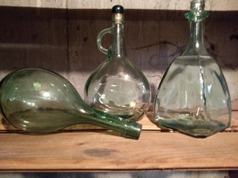 Four Vintage Pale Green Decorative Bottles