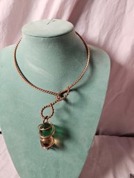 Hand Made Copper Necklace With Glass Beads