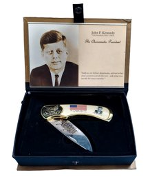 JOHN F. KENNEDY Commemorative PRESIDENTIAL POCKET KNIFE With ENGRAVED 3' BLADE