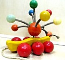 Vintage Mid Century Kouvalias Caterpillar Snail Pull Toy Wood/Wooden Balls