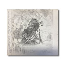 13 X 14 Charcoal Sketch On And Pen Description Of LaBefana On Illustration Board