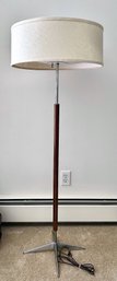 MCM Designer Gerald Thurston For Lightolier Walnut & Aluminum Floor Lamp All Original Tested - Working