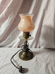 Vintage Lamp With Pink Glass Shade