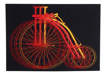 HUGE 1970's Mid Century Modern Silkscreen Bicycle Textile Wall Art