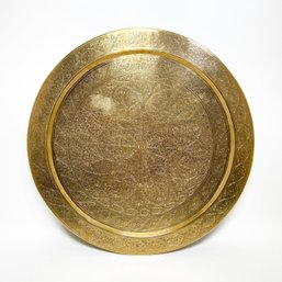 Large Round Etched Brass Tray