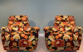 Pair - La Z Boy Vibrantly Psychadelic Colored Motif Recliners