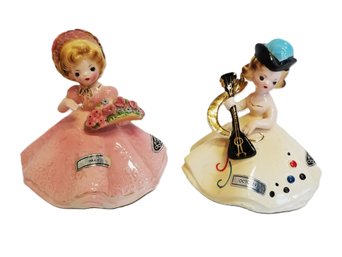 Adorable Vintage Josef Birthday Originals October & May Porcelain Dolls Of The Month