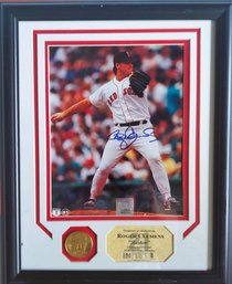Roger Clemens Signed Autographed Framed 8x10 Photo With Gold Coin & Certificate Of Authenticity