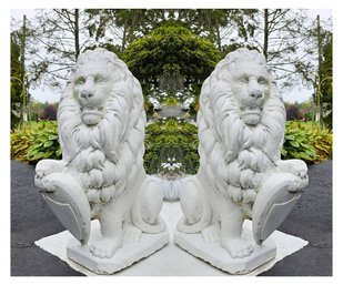 Pair Of Concrete Lion Statues