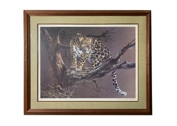 Serengeti Evening - Douglas VanHowd Signed And Numbered Leopard Litho Framed Behind Glass