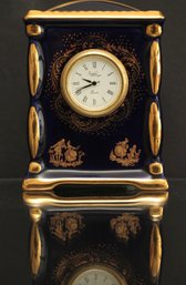 IMPERIAL LIMOGE 22K Gold Porcelain Tabl Clock Made In France