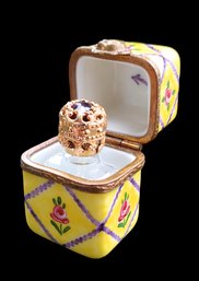 Handpainted Limoges French Enamel Perfume Box With Bottle