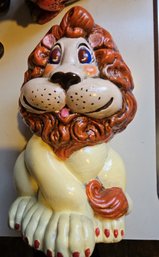 Vintage Chalkware Piggybank - Lion