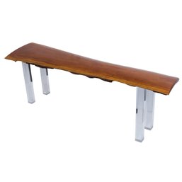 Live Edge & Lucite Legged Bench