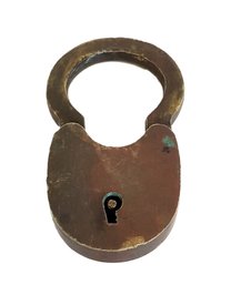 Rustic Antique  Brass Mini Archaize Classic Padlock - No Key