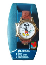 NIB Vintage Lorus Disney Mickey Mouse Hourly Chime Wrist Watch In Original Box