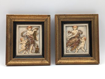 Vintage Pair Of Framed Plaques