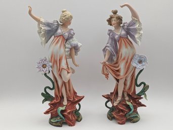 Two Intricate Porcelain Figurines