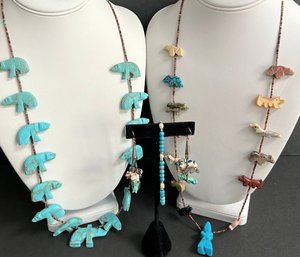 4 Pcs. Native American Crafted Jewelry Pieces: 2 Necklaces, Pierced Earrings, Bracelet ( READ For Description)