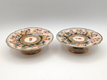 Pair Of Vintage Italian Cherub Pedestal Dishes