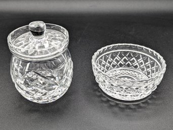 Sparkling Cut Glass Jam Jar And Bowl