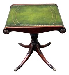 Antique Mahogany Leather Top Table With Paw Feet