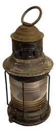 Antique Metal Ships Lantern With Glass Globe