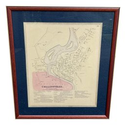 Antique Map Of Collinsville CT, Business Advertising Directory With Collins Axe Company Listed