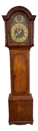 Antique 18th Century Benjamin Andrew Grandfather Clock In Oak Case, Success To The British Fleet