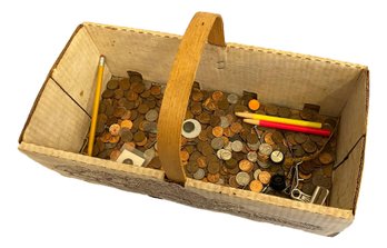 Container Of Misc Pennies And Coins