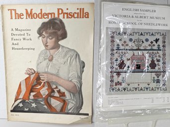Vintage  Housekeeping And Needlepoint Magazines  And A Victoria & Albert Museum Sampler.