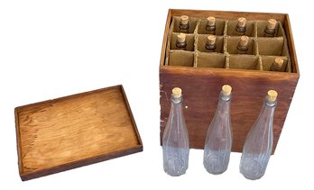 Wood Crate With 11 Antique Glass Bottles