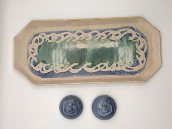 Pottery: Tray And Two ....