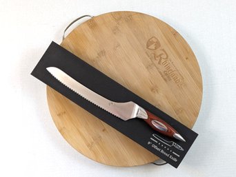 Offset German Steel Bread Knife And Cutting Board