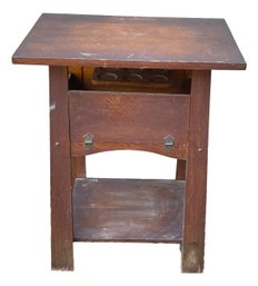 Antique Oak Hidden Bar Cabinet