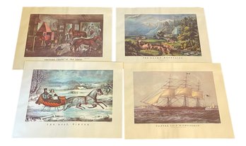 Set Of 4 Repro Currier And Ives Prints