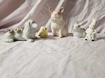 Vintage Lot Of Porcelain Animals, Pig Is Missing It's Foot