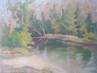 Listed Artist Theresa Hinchy Grau (Buffalo NY 1908-1997) Impressionist Landscape Oil Painting