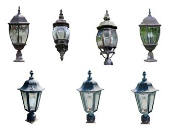 Set Of 7 Outdoor Traditional  Street Post /Lantern Lighting Fixtures