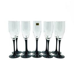 Luminarc Black Stem Champagne Glass - Set Of 10