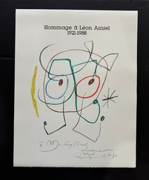 Joan Miro, Hommage A Leon Amiel, 1988 Exhibition Poster